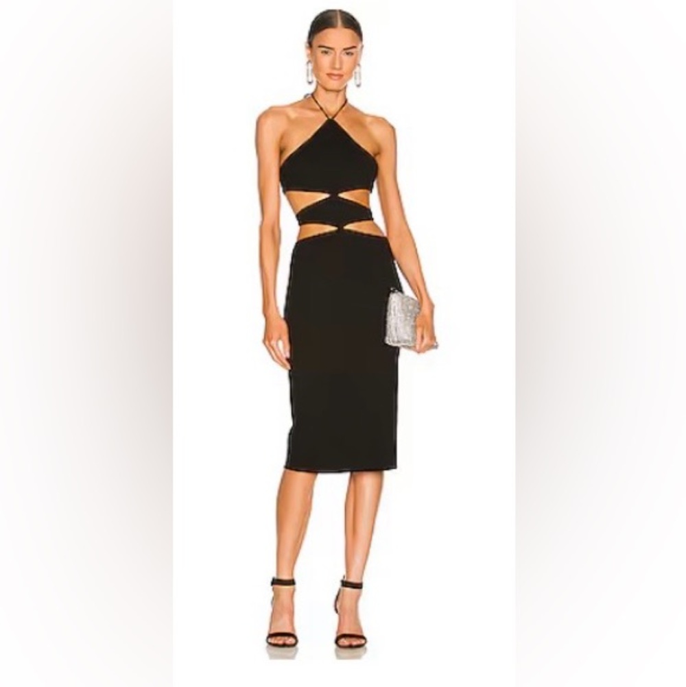 h:ours Black Backless Midi Dress